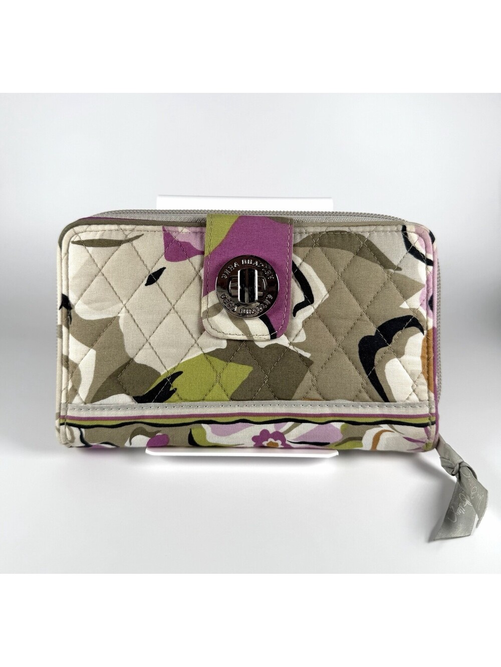 Vera Bradley Portobello Zip Around Wallet In Purple Green Gray Tan Camo